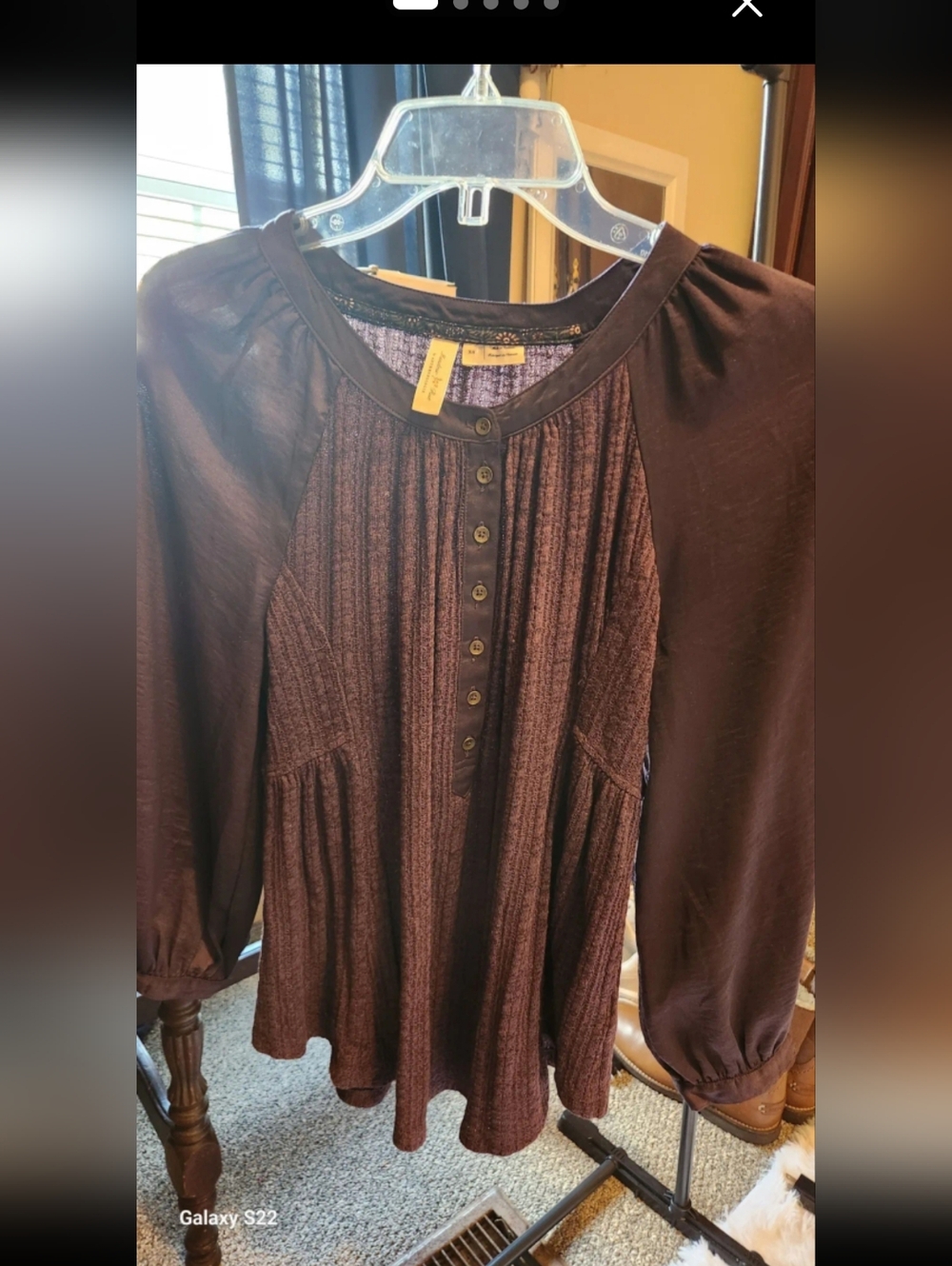 PRELOVED MEADOW RUE BY ANTHROPOLOGIE SIZE XS Blouse in Dark Plum